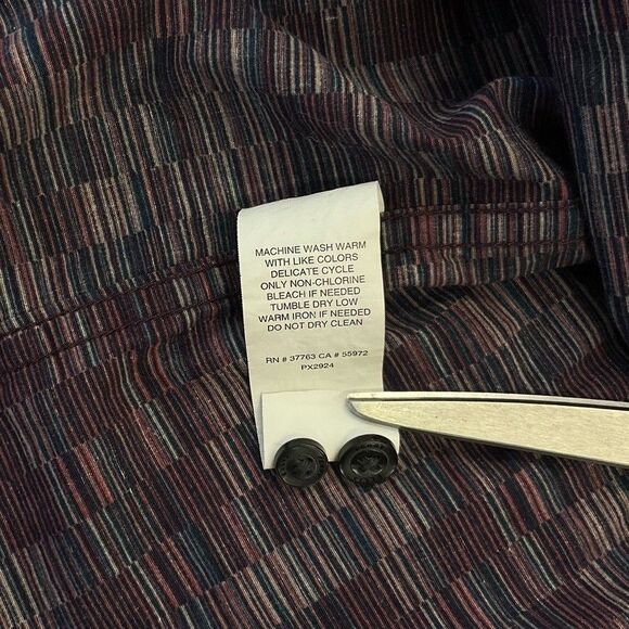 PERRY ELLIS Men's Shirt Purple Stretch Long Sleeve Pattern Print Button Front XL - Picture 10 of 10